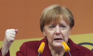 Angela Merkel, German Chancellor and leader of the conservative Christian Democratic Union (CDU) party addresses a Baden-Wuerttemberg state election campaign rally in Haigerloch, south-western Germany March 12, 2016, ahead of Sunday's regional elections in three states where the refugee crisis is expected to dominate voters' decisions. REUTERS/Kai Pfaffenbach - RTX28THR