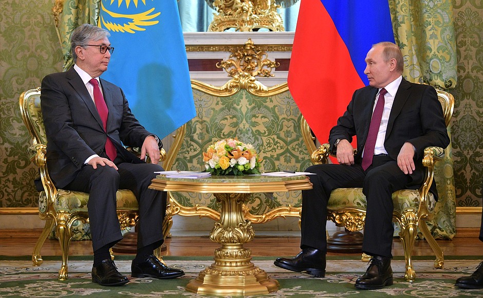 переговоры Президентов России и Казахстана Владимира Путина и Касым-Жомарта Токаева в Москве, 3 апреля 2019 года, источник - kremlin.ru.